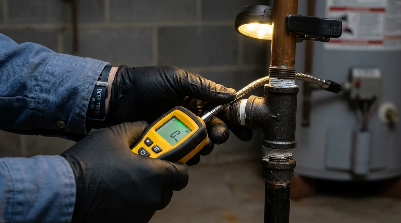 Gas leak detection with electronic sniffer by Johns Plumbing LLC in Vinita