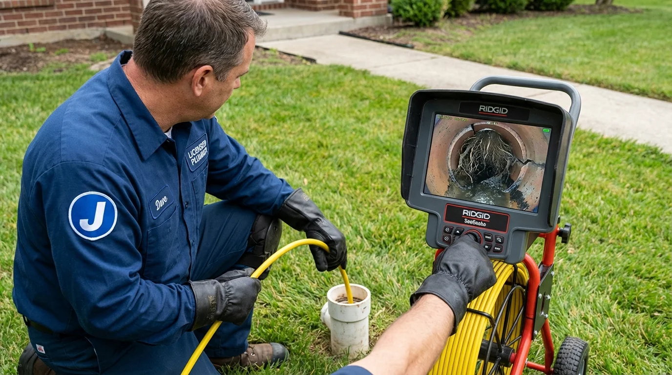 Sewer camera inspection being performed by Johns Plumbing LLC in Vinita