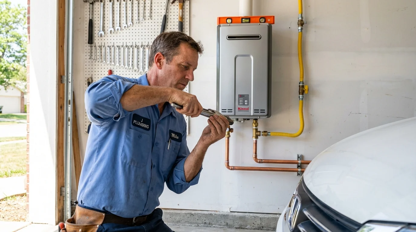 Tankless water heater installation by a Johns Plumbing LLC plumber in Vinita